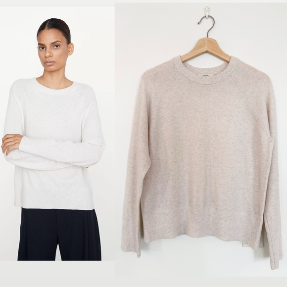 Vince Sweaters - Vince. || Wool Cashmere Sweatshirt Raglan Crewneck Oatmeal Cream Beige Small